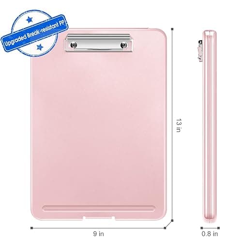SITHON Nursing Clipboard with Storage, Heavy Duty Portable Writing Clipboard with Compartment Organizer for Nurse Doctor Medical Professionals Teachers Students Sales Coach School Office (Pink) thumbnail 3