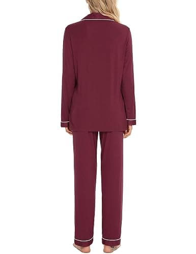 Anjue Pajamas for Women Soft Button Up Pajama Set Long Sleeve Shirt and Pajama Pants Lounge Sets S-XXL thumbnail 4