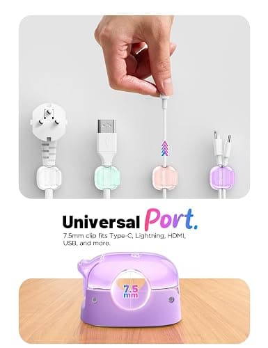 8 Pack Cable Clips, Cord Organizer [1s Lock] Cute Spring Cord Holder for Nightstand Desk Car, Girls College Dorm Room Essentials, Home Office Desk Accessories for Women Cubicle Decor, School Supplies thumbnail 4