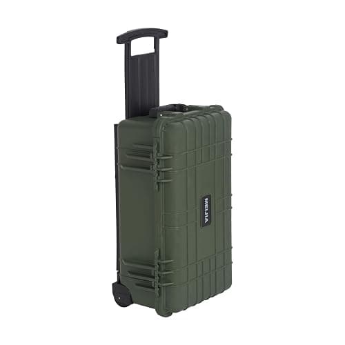MEIJIA All Weather Rolling Waterproof Protective Case, Hard Camera Case,Dry Case with Retractable Pull Handle and Wheels,Foam Inserted,22 x13.81x9inches (Green) thumbnail 6