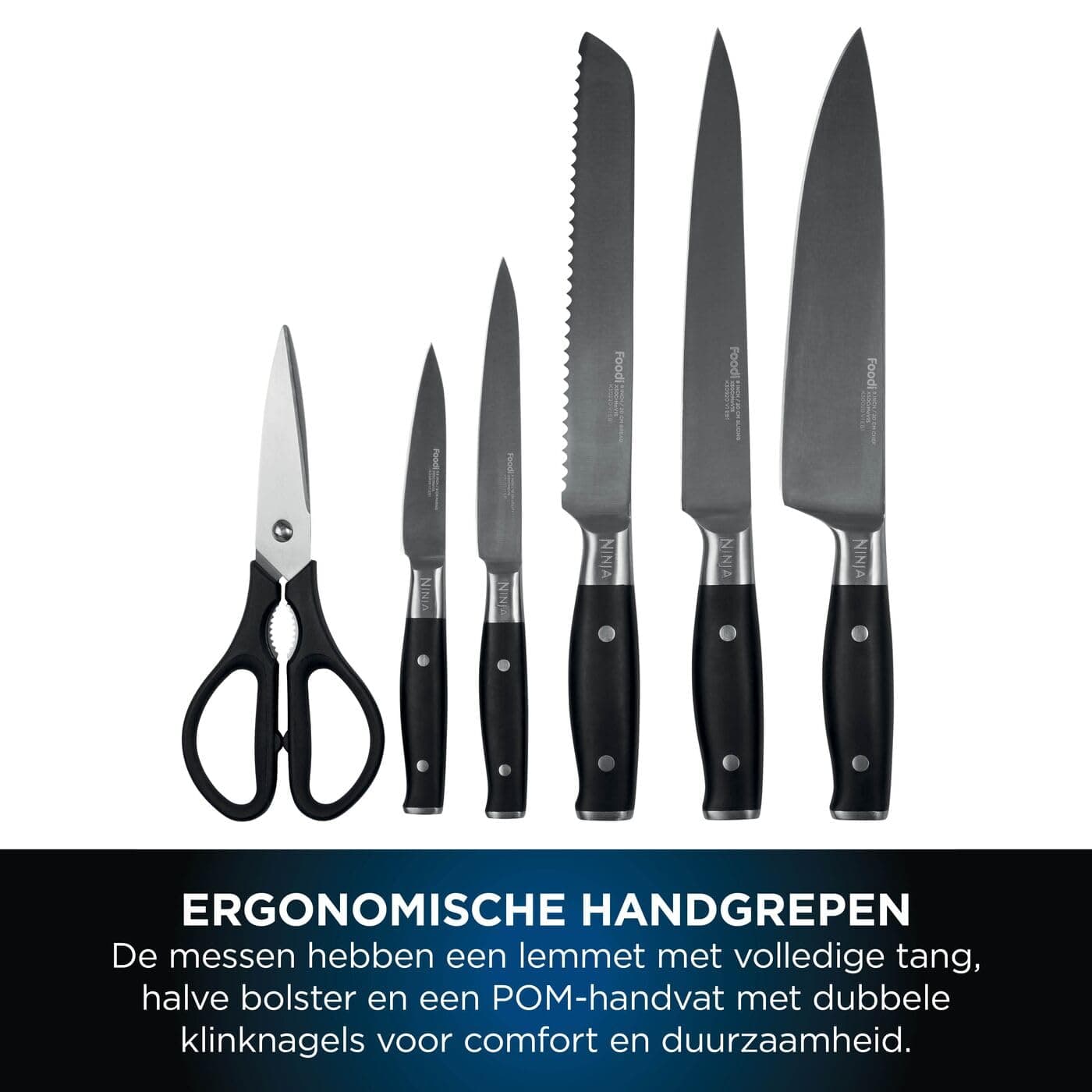 Ninja Foodi StaySharp K32006EU Knife Block, Knife Set, Integrated Sharpener, 5 Knives and Scissors (1 Pair), Kitchen Bread, Trancher, Universal Paring Knife & Scissors, 6-Piece Stainless Steel thumbnail 6