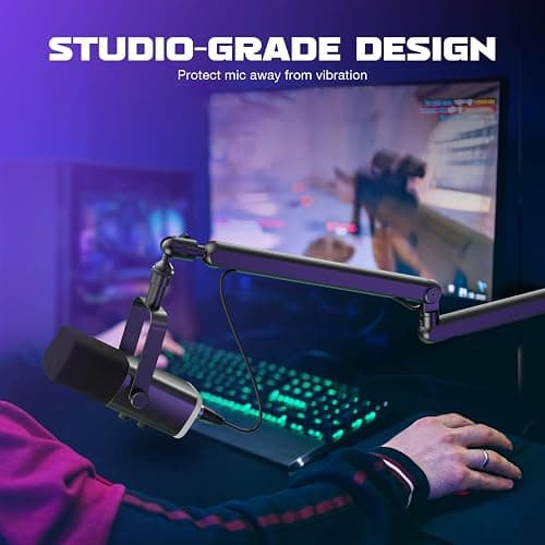 FIFINE Microphone Boom Arm, Low Profile Adjustable Stick Microphone Arm Stand with Desk Mount Clamp, Screw Adapter, Cable Management, for Podcast Streaming Gaming Studio-BM88 thumbnail 3