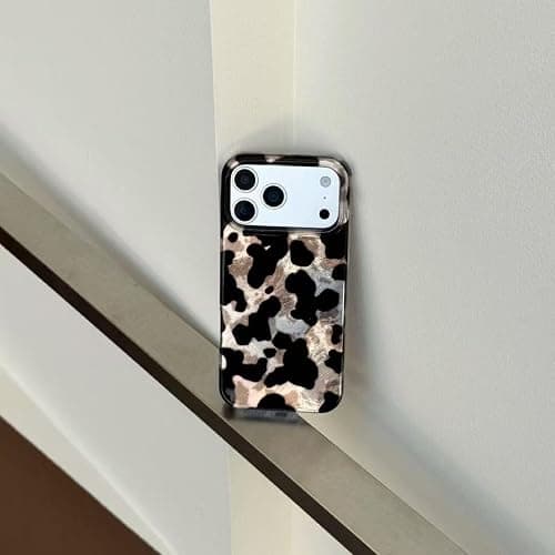 Reownest Kompatibel mit iPhone 15 Hülle, Niedliches Schwarz Gold Gepard Leopard Muster Design, Weiche TPU Stoßfeste Schutzhülle Bumper Ästhetische Handyhülle – Schwarz thumbnail 7