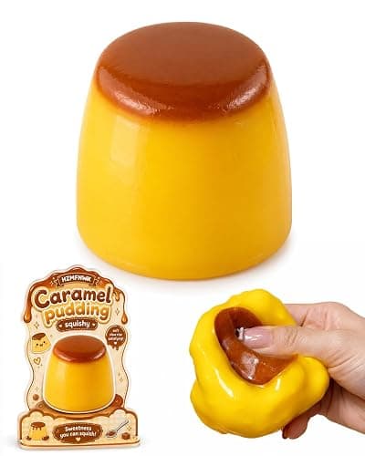 Caramel Pudding Squishy, Crunchy Stress Ball Food Toy Bead Filled Caramel Squeeze Moldable Slushy ASMR Realistic Handmade Non Rebound Sticky Silicone Dessert Party Favor(1pc) - Image 1