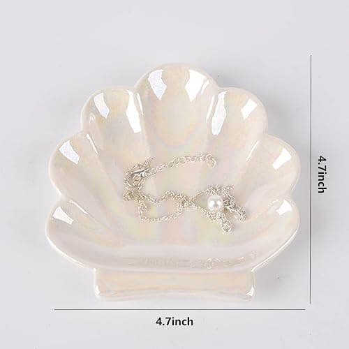 TIGERMILLION Shell Trinket Dish, Ceramic Ring Holder/Jewelry Tray, Cute Organizer Plate Vanity Decorations Accessories for Home Décor Bathroom thumbnail 3