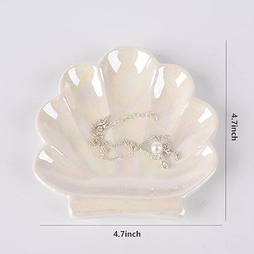 TIGERMILLION Shell Trinket Dish, Ceramic Ring Holder/Jewelry Tray, Cute Organizer Plate Vanity Decorations Accessories for Home Décor Bathroom thumbnail 3