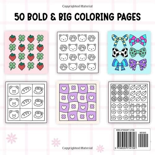 Simple Patterns: Coloring Book for Adults and Kids with Bold and Easy Designs for Relaxation, Simple and Big Drawings of Cute Patterns, Lovely Mandala, Cozy Items, and More (Bold & Easy Coloring) thumbnail 2