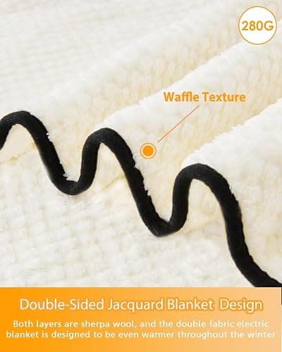 Sino Salected Heated Car Blanket 12/24 Volt Electric Blankets for car, Portable Heated Blanket for Car, Truck, SUV, RV & Camping, Machine Washable, with Temperature Controller, 59" x 43" Ivory White thumbnail 7
