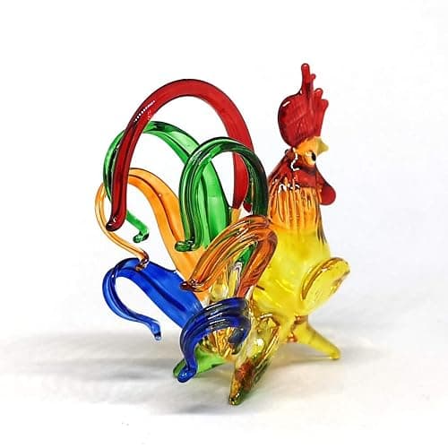 ZOOCRAFT Chicken Figurines Collectibles Hand Blown Glass Rooster Set of 2 thumbnail 8