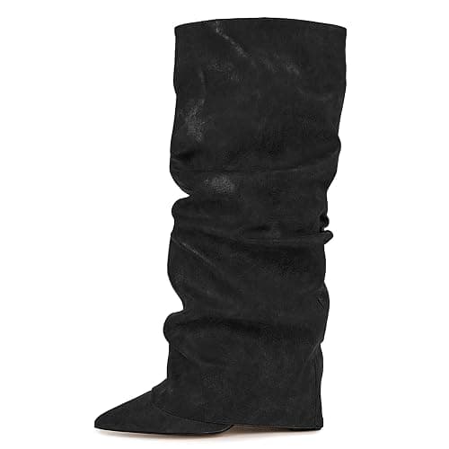 Roimaash Chunky High Heels Fold Over Boots For Women thumbnail 2