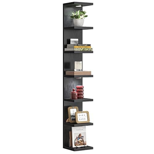 Fixwal 7 Tier Wall Shelves Floating Shelves with LED Lights Black Lack Wall Shelf Unit Vanity Floating Shelf Home Decor Organizer Tall Tower Design Utility Shelf - Image 1