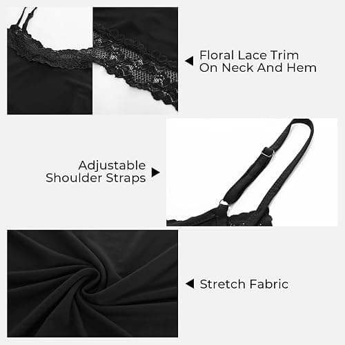 Kate Kasin Women's Adjustable Spaghetti Strap Lace Trim Cami Tunic Tank Top 3PACK thumbnail 3