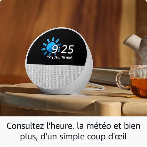 Amazon Echo Spot (Nouvelle génération) | Réveil connecté avec un son de qualité et Alexa | Noir thumbnail 2