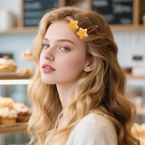 8 Pcs Novelty Biscuit Snap Clips Cute Food Hair Clips Fun Cookie Hairpins Baking Barrettes Funky Cartoon Hair Accessories for Back to School, Cosplay, Birthday & Costume thumbnail 5