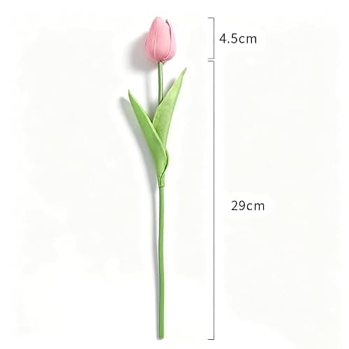 20 PCS Light Pink Artificial Tulips Flowers, 13.4" Lifelike PU Fake Tulips for Outdoors & Indoors, Faux Flowers with Real Touch Texture for Easter Decorations, Home, Living Room and Spring Decor. thumbnail 2
