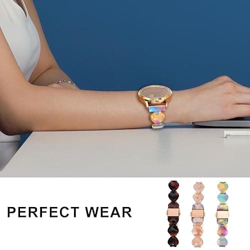 Abanen 20mm Resin Heart-Shaped Watch Band for Garmin Vivoactive 6/5 / Venu 2 Plus/Venu Sq, lightweight Adjustable Wrist Strap with Foldover Clasp for Forerunner 570 42mm thumbnail 7