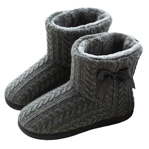 Rojeam Winter Boots Slippers Knitted Women Men Home Booties Plush House Shoes Indoor Outdoor - Image 1