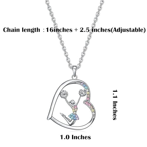 Cheerleader Gifts for Girls,Rainbow Cheerleader Necklace Cheerleading Girl Jewelry Pendant,Sport Cheer Accessories Birthday Gifts for Girls Daughter thumbnail 3