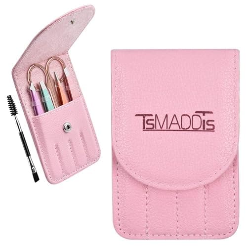 TsMADDTs 6 pcs Tweezers Set for Women, Eyebrow Tweezers with Curved Scissor for Ingrown Hair, Hair Plucking Daily Beauty Tools with Leather Travel Case thumbnail 7