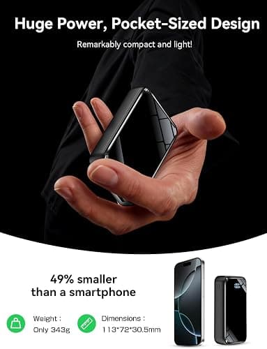YBYP Portable Charger Power Bank 50000mAh, 22.5W Fast Charging Portable Charger with Built-in Cables, Travel Camping 4 Outputs External Battery Pack, LED Display for iPhone, Android, iPad, Black thumbnail 3