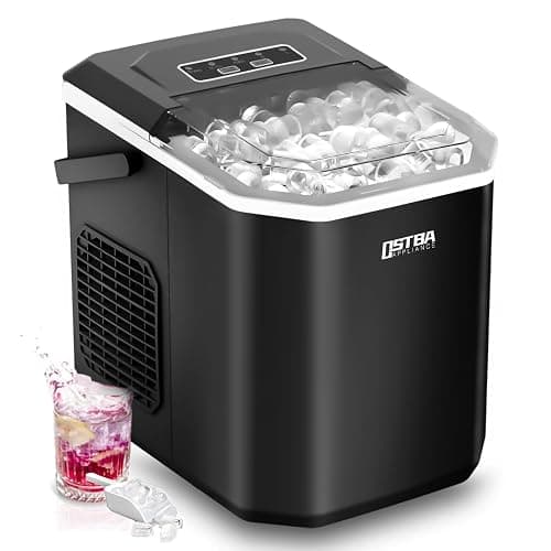OSTBA Countertop Ice Maker Machine, Portable Ice Maker Makes 9 Bullet Ice Cubes in 6 Minutes, 26Lbs/Day Ice Makers Countertop with Self-Cleaning, Compact Mini Ice Maker for Home Kitchen RV Party - Image 1