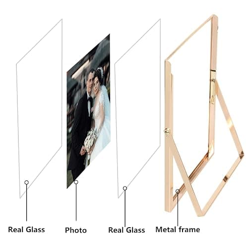 GorYeeFine Gold 4x6 Floating Picture Frame for Photo(2x3'',3.5x5''),Adjustable Tabletop/Shelf,Floating Picture Frames 2x3'',Classy Metal Gift Frames for Wedding,Thanksgiving,Christmas thumbnail 5