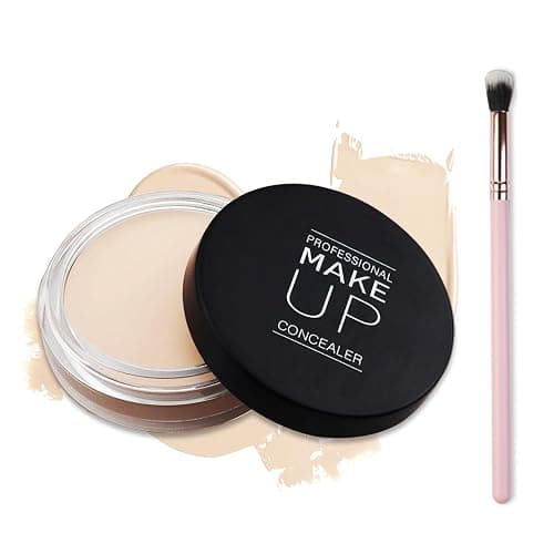 Cream Concealer Makeup Palette Matte Full Coverage Concealer with Brush Color Corrector Correcting Under Eye Concealer Palette for Dark Circles - 01 Ivory White - Image 1
