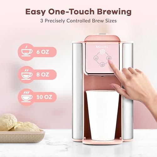 Mecity Pink Coffee Maker 3-in-1 Single Serve Coffee Machine, For Flat Bottom Coffee Capsule, Ground Coffee, 6 to 10 Ounce Cup, Removable 50 Oz Water Reservoir, 120V 1150W thumbnail 6