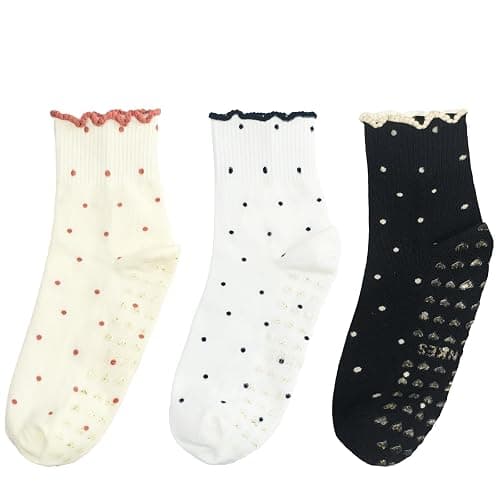 Cute Polka Dot Yoga Socks for Women (3 Pairs) – Fits US Sizes 5-9 – Perfect forYoga, Pilates, Barre, and Dance - Image 1