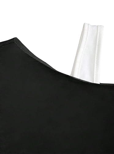 Remidoo Off The Shoulder Tops for Women Cropped Sweatshirt Long Sleeve Top Asymmetrical Patchwork Shirt thumbnail 3