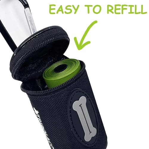TRIPOLACO Dog Poop Bag Holder for Leash, Easy Release Doggie Poop Bag Dispenser, Fits Most Standard Poo Bags, Soft Fabric Dog Waste Bag Holder with Carabiner Clip, Compatible with All Leashes, Black thumbnail 7