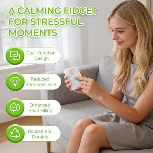 Pimple Popping Fidget Toy - Skin Picking Squishy Pad for Adult - Picky Pad & Taba Squeeze Stress Relief Fidget with Colorful Beads - Pimple Popper Toy for Anxiety | Dermatillomania | ADHD thumbnail 4