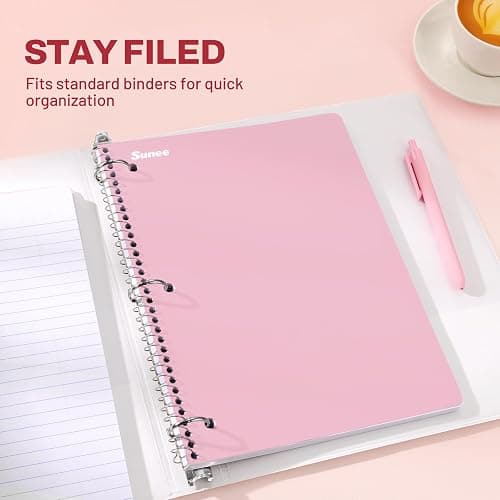 SUNEE Spiral Notebooks, 3 Pack, 1-Subject, College Ruled Paper, 8" x 10-1/2", 70 Sheets per Notebook, Assorted Pastel Colors Spiral Notebooks for School thumbnail 4