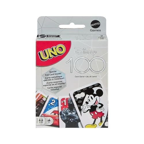 UNO Disney 100 Card Game for Kids, Featuring Disney Characters, Collectible Foil Card - Image 1