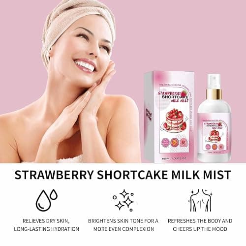 Strawberry Shortcake Body Mist – Hydrating Milk Spray with Sweet Fruity Scent, Lightweight & Refreshing Fine Mist for Daily Moisture and Skin Comfort – 100ml (1PC, Strawberry Shortcake) thumbnail 6