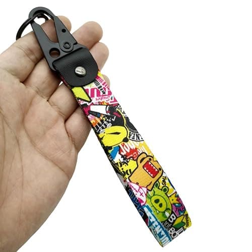 IUUBXKEH 1pc JDM Style Colorful Graffiti DOMO Keytag Keychain - ID & Work Badge Keyring for Car SUV Truck Motorcycle and GYM thumbnail 6