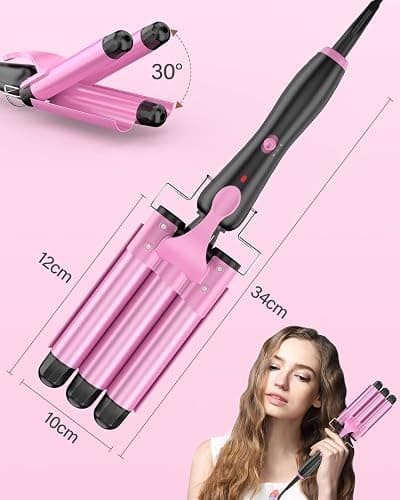BESTOPE RAY Hair Curler 25mm, 3 Barrel Hair Waver with 30s Quick Heating, Curling Iron with 2 Temperature Control, Heat-Resistant Glove for Long Medium Short Hair thumbnail 6