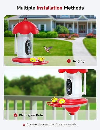 DOCOON Hummingbird Feeder with Camera Solar Powered, Hummingbird Feeders for Outdoors with 2K Bird Watching Camera, Ideal Gifts for Christmas, White Elephant Gifts thumbnail 2