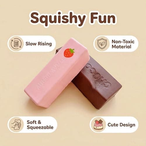 Strawberry&Chocolate Rebound Stick,Slow Rising Squishy,Stress Relief Sensory Toy,Butter Squishy,Adults Relieve Stress and Anxiety（2 Pack） thumbnail 3