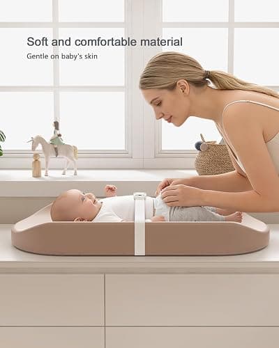 YACODAVO Baby Changing Pad with Vegan Leather Cover, Waterproof & Wipeable Changing Pad for Toddler, Flat Foam Travel Diaper Changing Pad for Dresser and Table, Brown thumbnail 5
