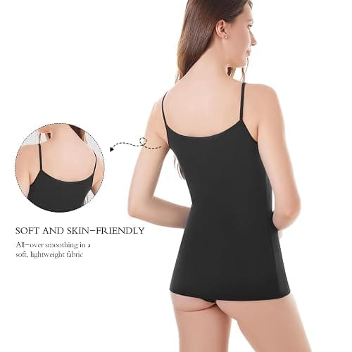 Womens Tank Top Camisoles with Premium Cotton Italian Design - Trimmed with Flower Lace on Neckline thumbnail 5