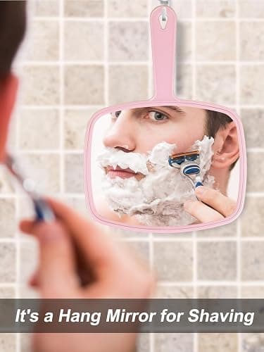 Gladmart Hand Mirror Salon Barber Hairdressing Handheld Mirror with Handle (Square Pink 7.4 x 10.3 inches) thumbnail 4