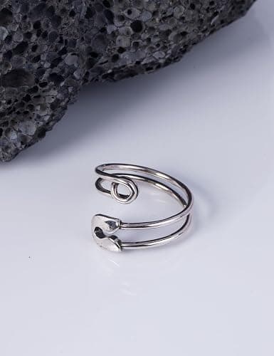 CH.yishi Handmade 925 Sterling Silver Ring Adjustable Stacking Ring Vintage Statement Ring Personalized Jewelry for Women & Men thumbnail 2