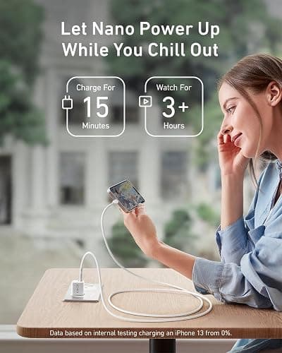 Anker USB C Charger Block 20W, 511 Charger ( Nano ), PIQ 3.0 Durable Compact Fast Charger with 6feet USB C to Lightning Cable (MFi Certified) for 14/14 Plus/14 Pro/14 Pro Max/13/iPad Pro and More thumbnail 3
