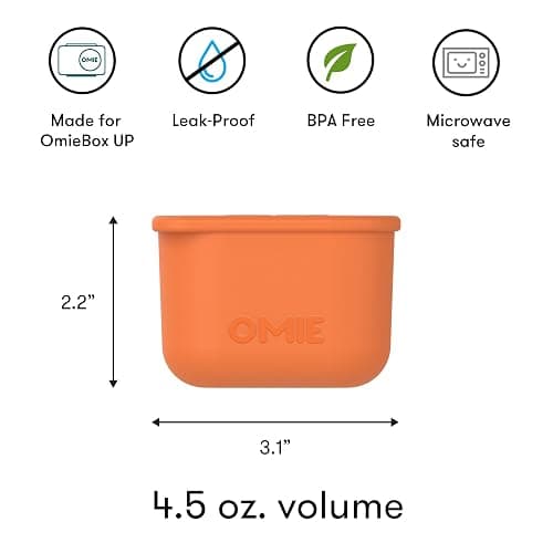 OmieBox UP (2 pack) Leakproof Dips Containers To Go, Salad Dressing Container, Condiment Container with Lids - Food Safe Silicone - 4.5 ounces (Blue/Orange) thumbnail 3