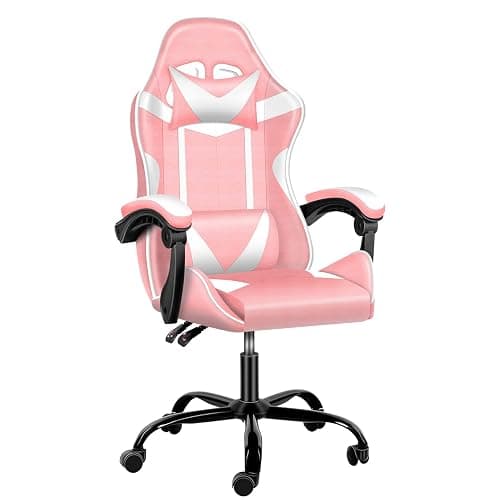 YSSOA Pink Gaming Chair, Big and Tall Gamer Chair, Racing Style Adjustable Swivel Office Chair, Ergonomic Video Game Chairs with Headrest and Lumbar Support - Image 1