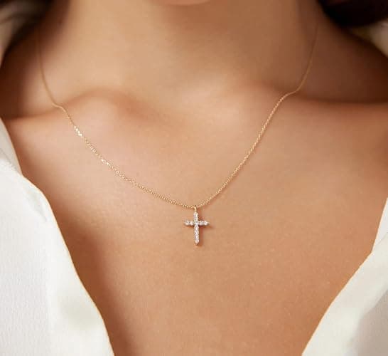 Fesciory Cross Necklace for Women, 14K Gold Plated Cross Pendant Dainty Layered Chain Necklace Jewelry Gifts thumbnail 6