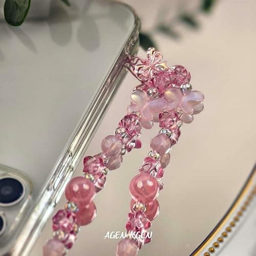AGEN KGEN Phone Charms Cute Beaded Phone Lanyard Wrist Strap Aesthetic CellPhone Keychain Cute PhoneCharms for Women thumbnail 2