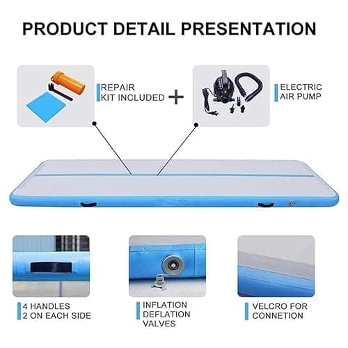 DAIRTRACK Inflatable Gymnastics Air Mat 10ft/13ft/16ft/20ft Tumble Track Tumbling Mats for Home Use/Gym/Training/Cheerleading/Yoga/Water thumbnail 5
