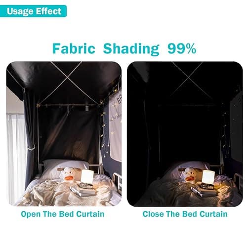 NKM Blackout bunk Bed Curtains with Canopy Bed Frame,bunk Bed Tent for top bunk,Suitable for Single Bed in Student Dorm thumbnail 6